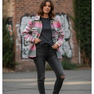 Cozy Pink Plaid Women's Sweater